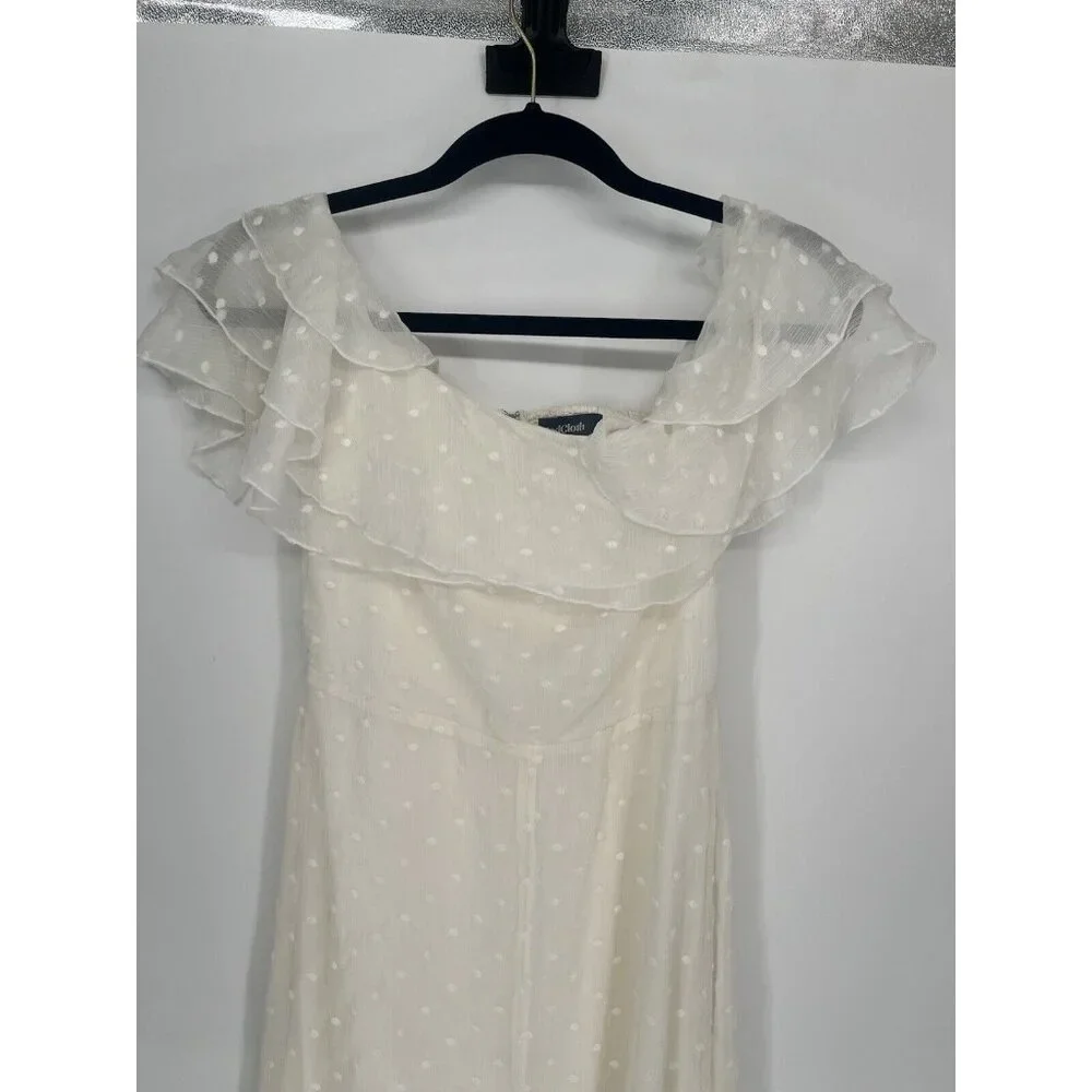 Modcloth Southern Belles Ringing Maxi Boho Bridal‎ Dress In Ivory Large Size S